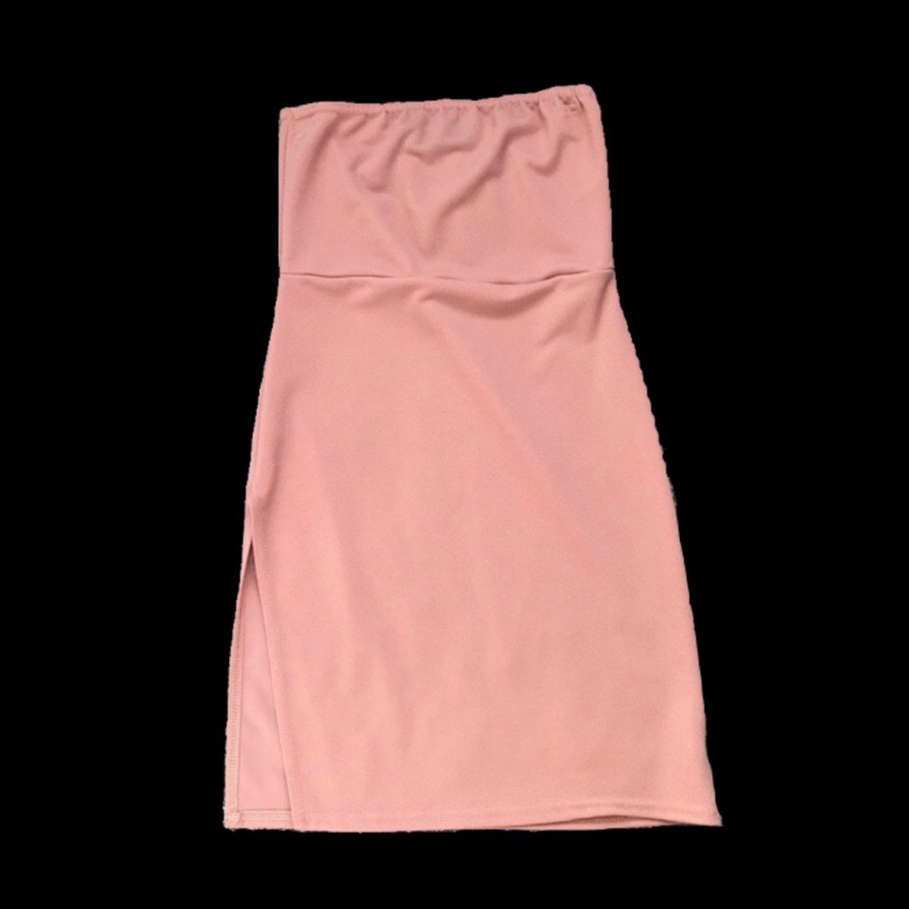 Blush pink mini dress w/ slit